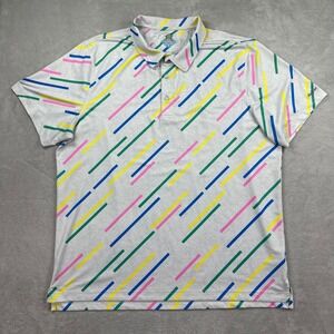 Chubbies Polo Shirt Mens 2XL Grey Multicolor Diagonal Stripe Performance Stretch